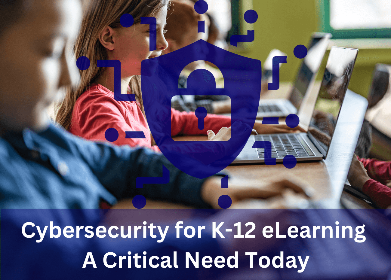 Young kid studying online protected by cyber security